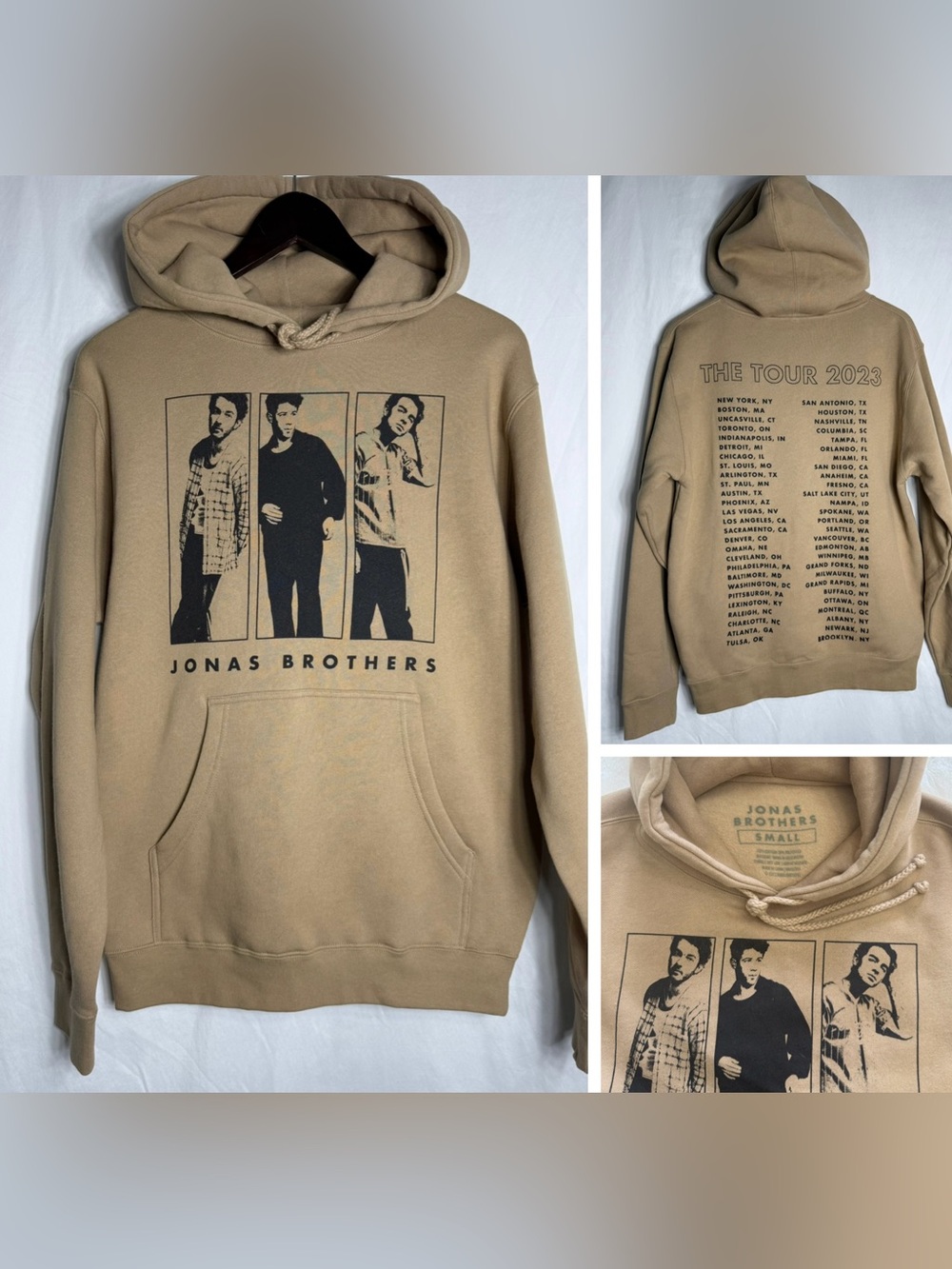 Jonas Brothers The Tour 2023 Hoodie Tan Concert Merch Small
